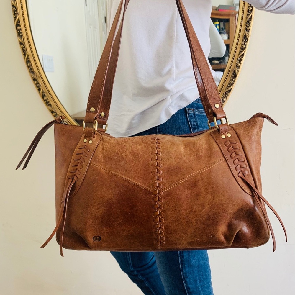 BORN Large distressed genuine leather tote